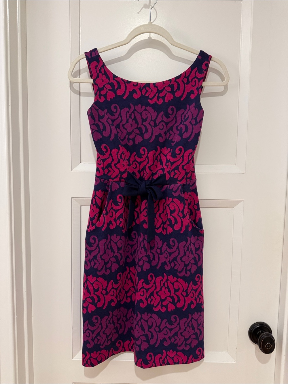 Lilly Pulitzer Navy and Pink Sleeveless Fit-and-Flare Dress